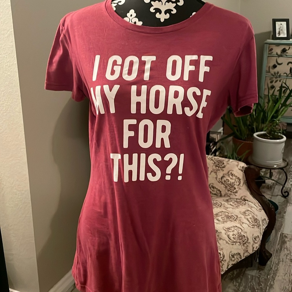 Ladies tshirt. Dusty maroon color. COWGIRL MESSAGE